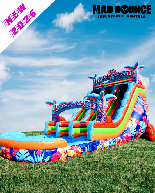 TIKI DREAMZ DUAL-LANE WATERSLIDE (18FT TALL) FULL DAY RENTAL